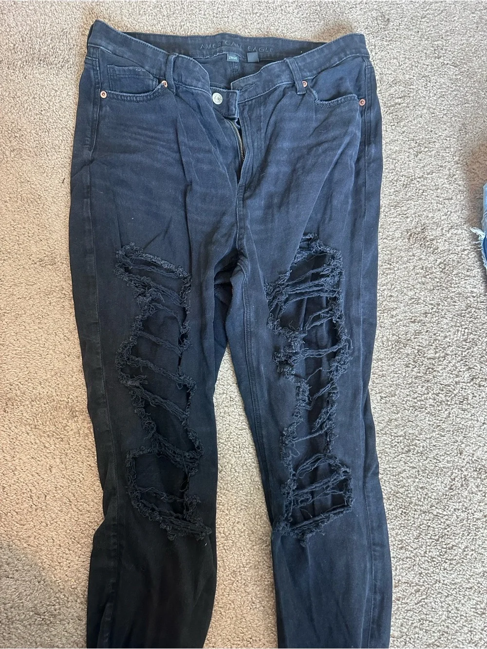 American Eagle Outfitters Dark Black Distressed Boyfriend Jeans